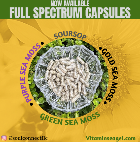 Full Spectrum Blend of Sea Moss infused capsules with Soursop (60 capsules)